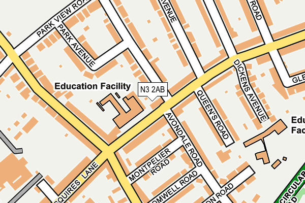 N3 2AB map - OS OpenMap – Local (Ordnance Survey)