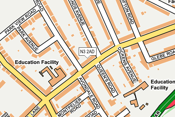 N3 2AD map - OS OpenMap – Local (Ordnance Survey)