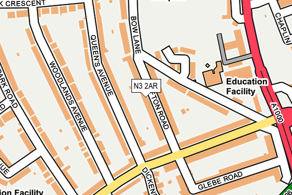 N3 2AR map - OS OpenMap – Local (Ordnance Survey)