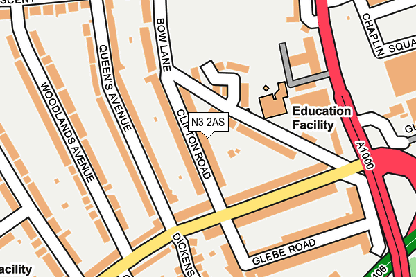 N3 2AS map - OS OpenMap – Local (Ordnance Survey)