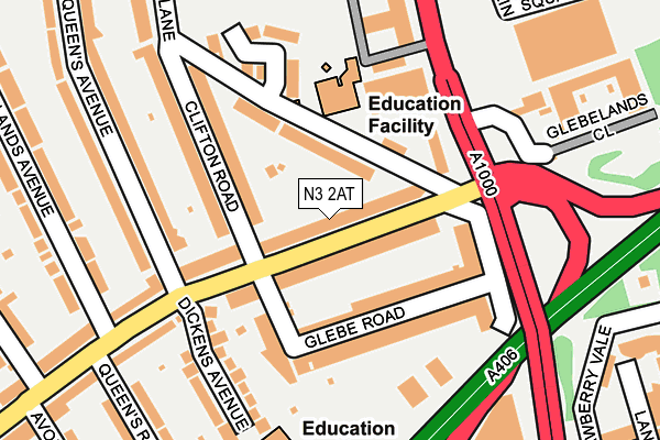N3 2AT map - OS OpenMap – Local (Ordnance Survey)
