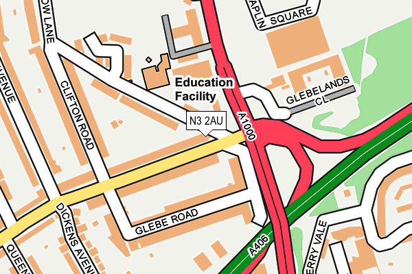 N3 2AU map - OS OpenMap – Local (Ordnance Survey)