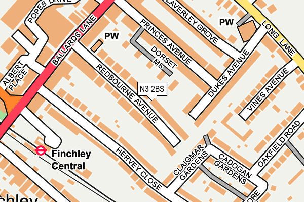 N3 2BS map - OS OpenMap – Local (Ordnance Survey)