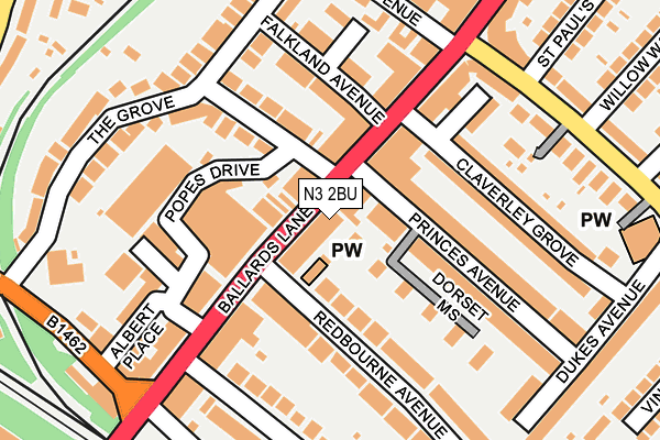 N3 2BU map - OS OpenMap – Local (Ordnance Survey)