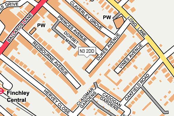 N3 2DD map - OS OpenMap – Local (Ordnance Survey)