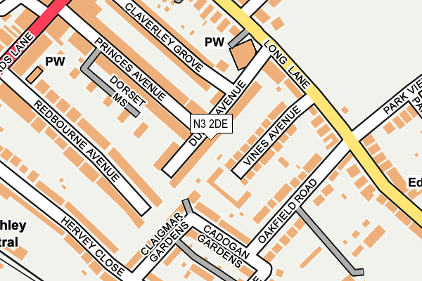 N3 2DE map - OS OpenMap – Local (Ordnance Survey)