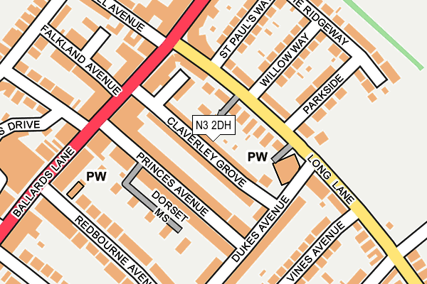 N3 2DH map - OS OpenMap – Local (Ordnance Survey)