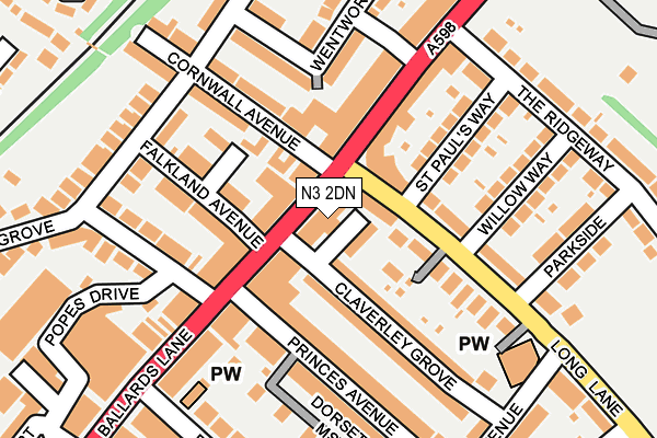 N3 2DN map - OS OpenMap – Local (Ordnance Survey)