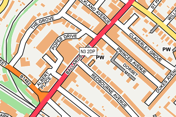 N3 2DP map - OS OpenMap – Local (Ordnance Survey)