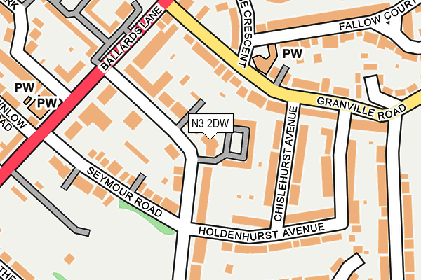 N3 2DW map - OS OpenMap – Local (Ordnance Survey)