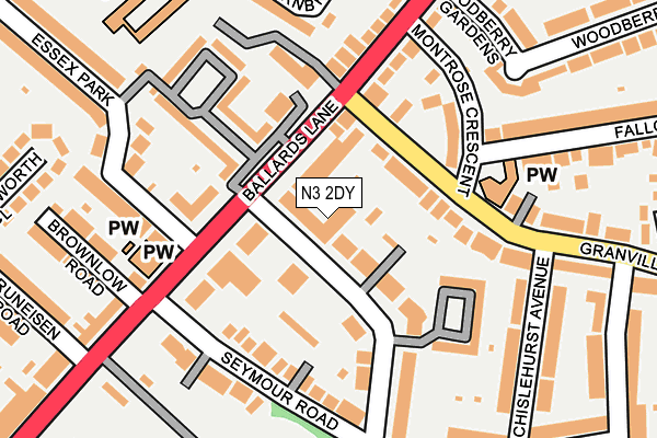 N3 2DY map - OS OpenMap – Local (Ordnance Survey)