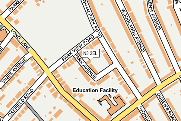 N3 2EL map - OS OpenMap – Local (Ordnance Survey)