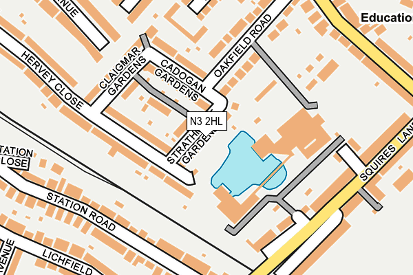 N3 2HL map - OS OpenMap – Local (Ordnance Survey)