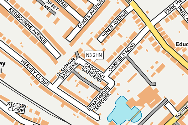 N3 2HN map - OS OpenMap – Local (Ordnance Survey)