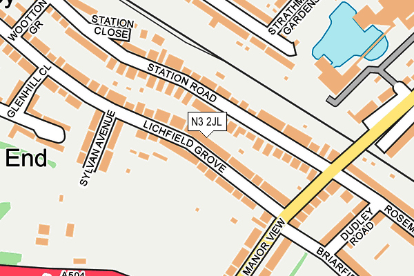 N3 2JL map - OS OpenMap – Local (Ordnance Survey)