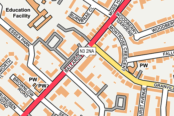 N3 2NA map - OS OpenMap – Local (Ordnance Survey)