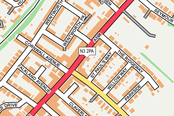 N3 2PA map - OS OpenMap – Local (Ordnance Survey)