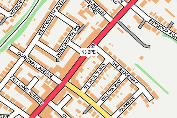 N3 2PE map - OS OpenMap – Local (Ordnance Survey)