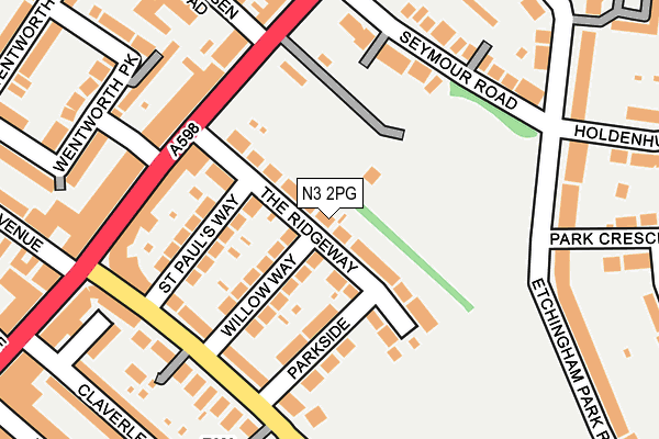 N3 2PG map - OS OpenMap – Local (Ordnance Survey)
