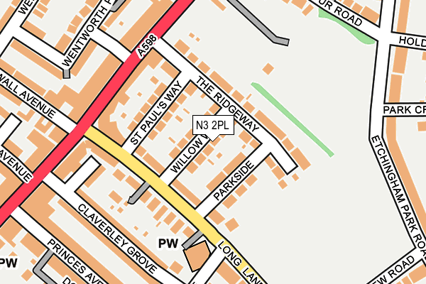 N3 2PL map - OS OpenMap – Local (Ordnance Survey)