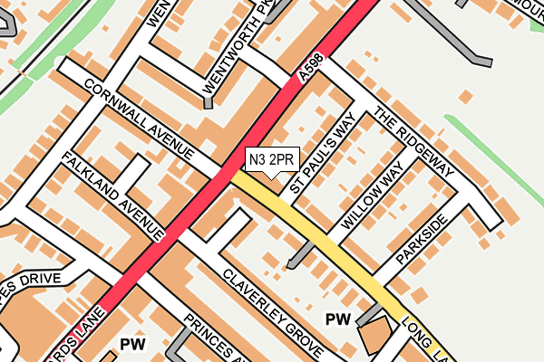 N3 2PR map - OS OpenMap – Local (Ordnance Survey)