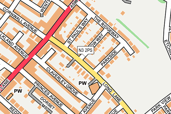 N3 2PS map - OS OpenMap – Local (Ordnance Survey)