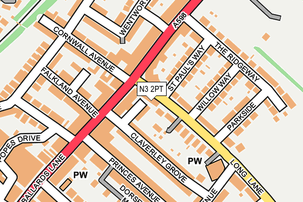 N3 2PT map - OS OpenMap – Local (Ordnance Survey)