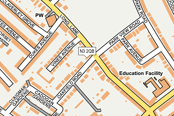 N3 2QB map - OS OpenMap – Local (Ordnance Survey)