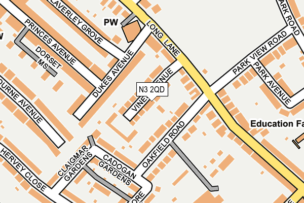 N3 2QD map - OS OpenMap – Local (Ordnance Survey)