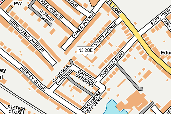 N3 2QE map - OS OpenMap – Local (Ordnance Survey)
