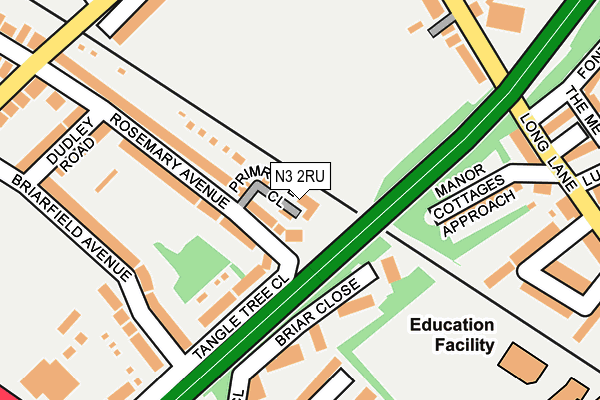N3 2RU map - OS OpenMap – Local (Ordnance Survey)