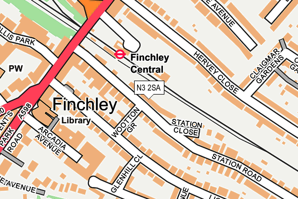 N3 2SA map - OS OpenMap – Local (Ordnance Survey)