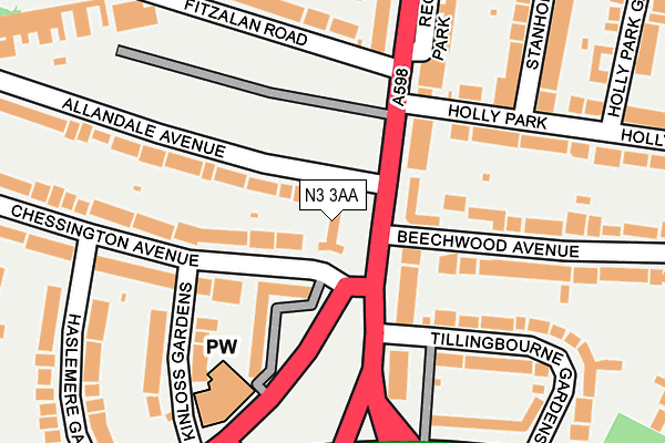 N3 3AA map - OS OpenMap – Local (Ordnance Survey)