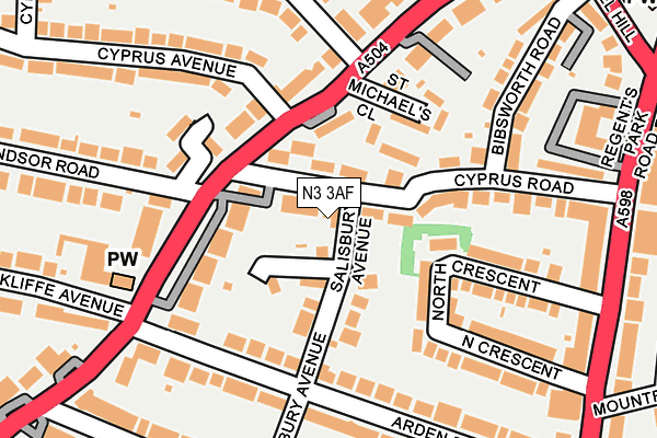 N3 3AF map - OS OpenMap – Local (Ordnance Survey)