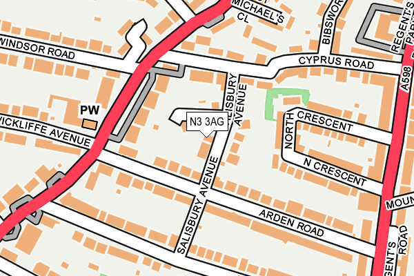 N3 3AG map - OS OpenMap – Local (Ordnance Survey)