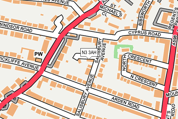 N3 3AH map - OS OpenMap – Local (Ordnance Survey)
