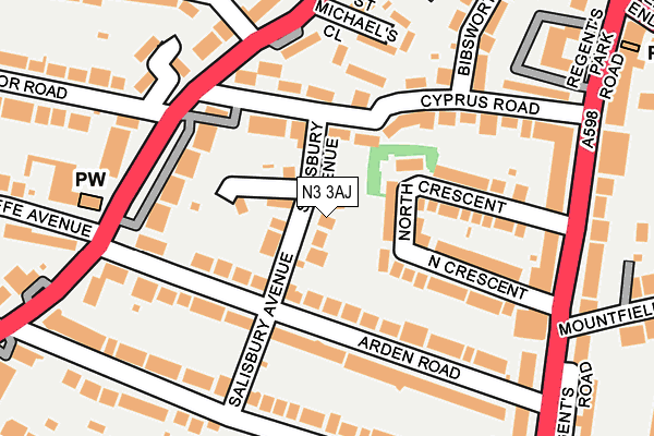 N3 3AJ map - OS OpenMap – Local (Ordnance Survey)
