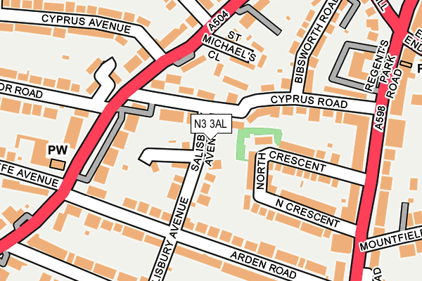 N3 3AL map - OS OpenMap – Local (Ordnance Survey)