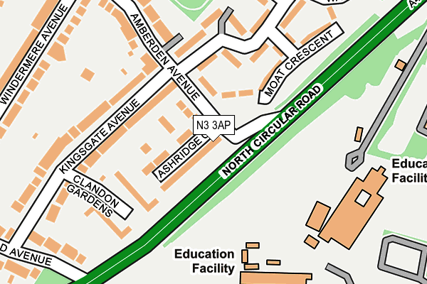 N3 3AP map - OS OpenMap – Local (Ordnance Survey)