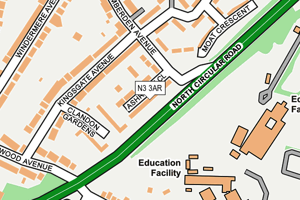 N3 3AR map - OS OpenMap – Local (Ordnance Survey)