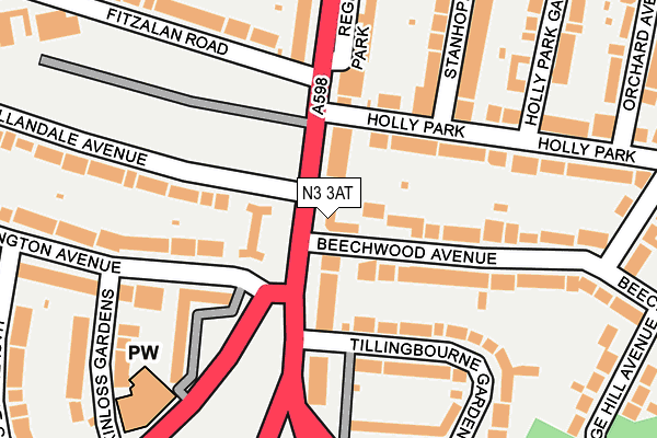 N3 3AT map - OS OpenMap – Local (Ordnance Survey)