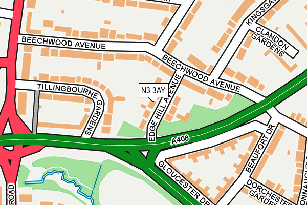 N3 3AY map - OS OpenMap – Local (Ordnance Survey)