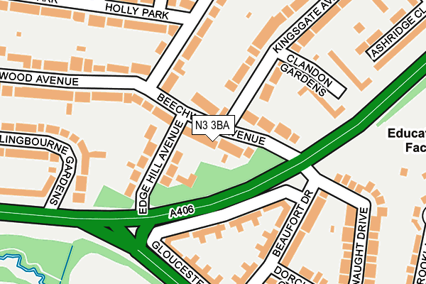 N3 3BA map - OS OpenMap – Local (Ordnance Survey)