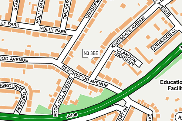 N3 3BE map - OS OpenMap – Local (Ordnance Survey)