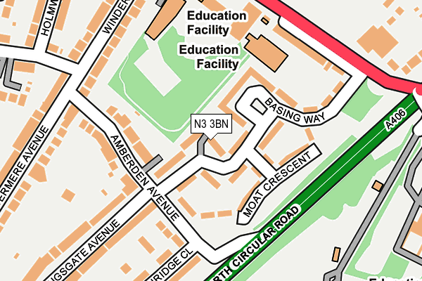 N3 3BN map - OS OpenMap – Local (Ordnance Survey)