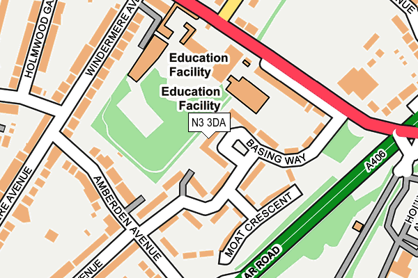 N3 3DA map - OS OpenMap – Local (Ordnance Survey)