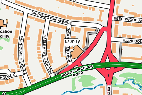 N3 3DU map - OS OpenMap – Local (Ordnance Survey)