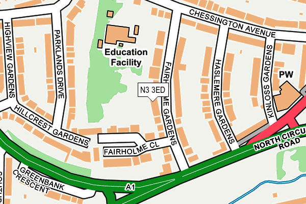 N3 3ED map - OS OpenMap – Local (Ordnance Survey)