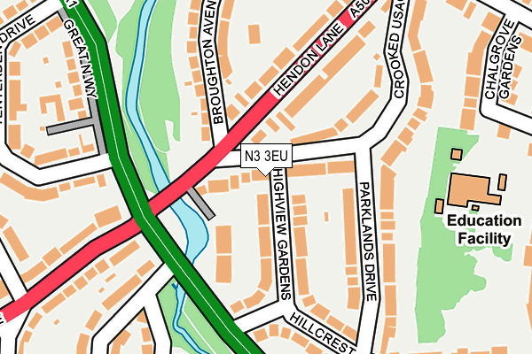 N3 3EU map - OS OpenMap – Local (Ordnance Survey)