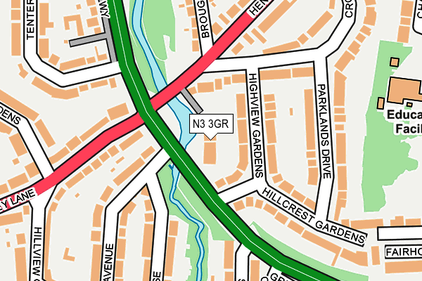 N3 3GR map - OS OpenMap – Local (Ordnance Survey)